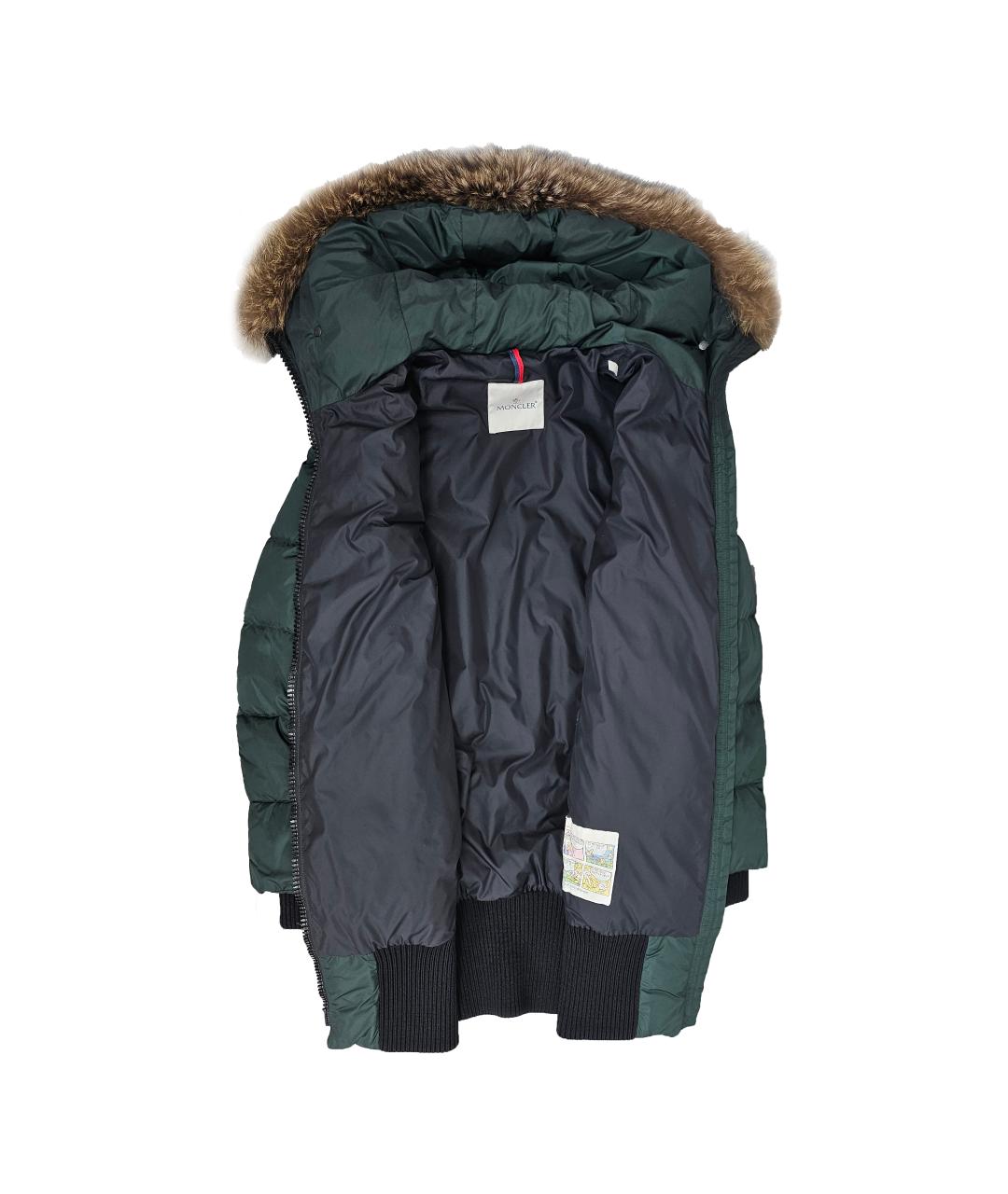 MONCLER Зеленый полиамидовый пуховик, фото 3