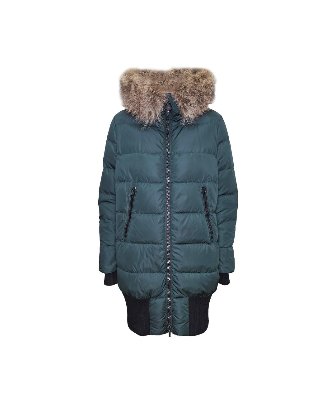 MONCLER Зеленый полиамидовый пуховик, фото 9