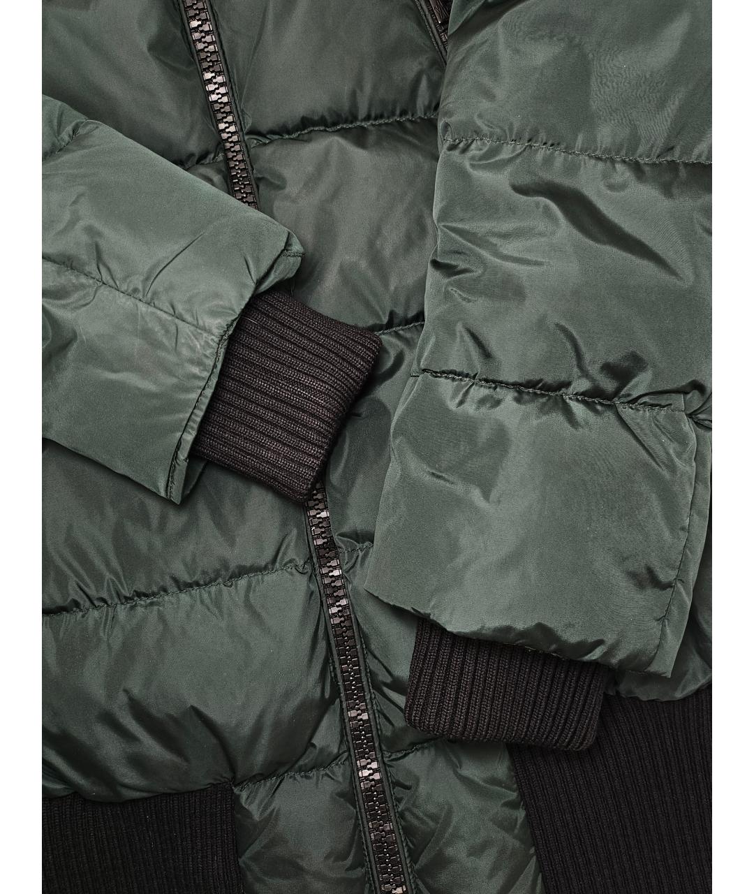 MONCLER Зеленый полиамидовый пуховик, фото 5