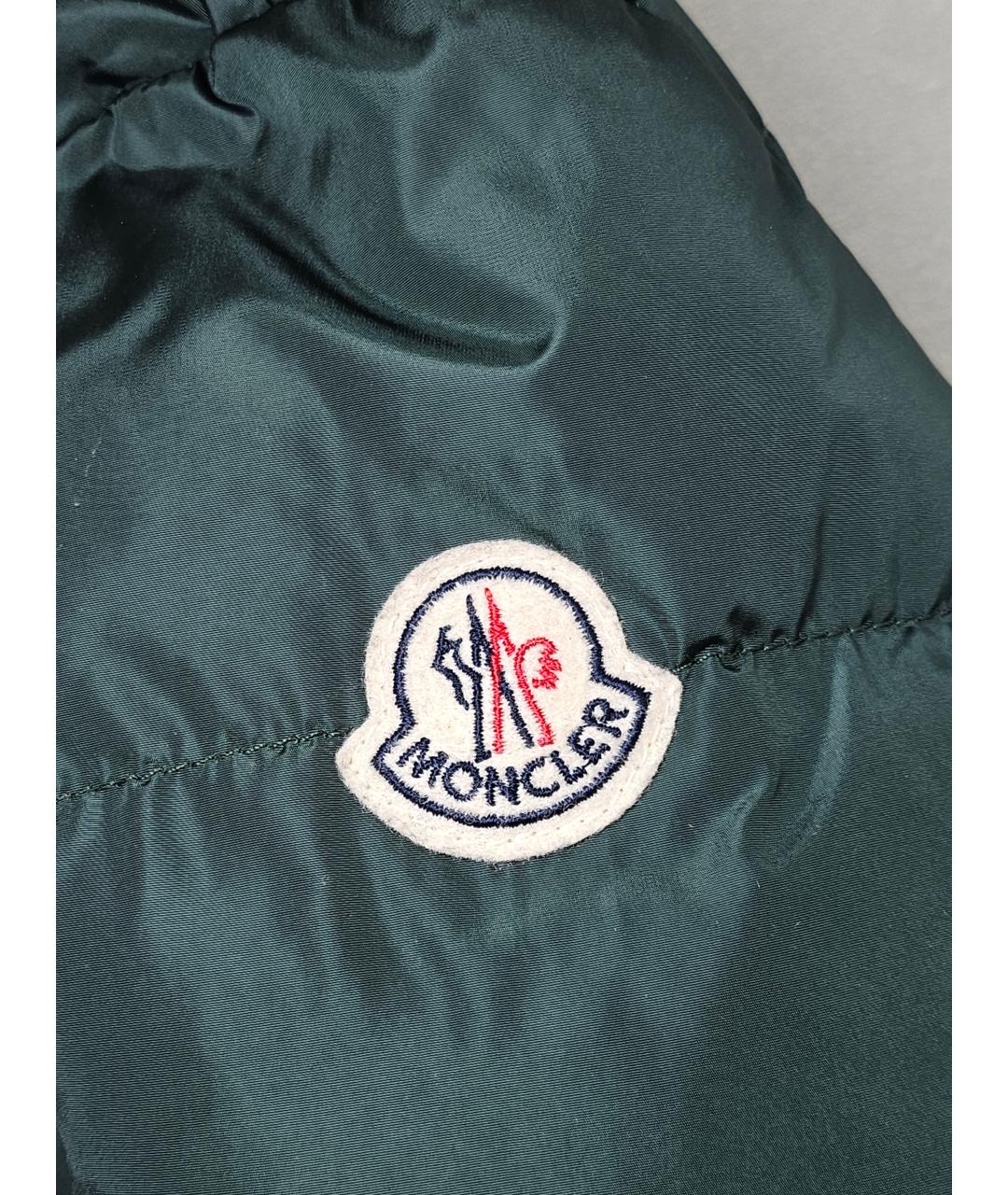 MONCLER Зеленый полиамидовый пуховик, фото 4