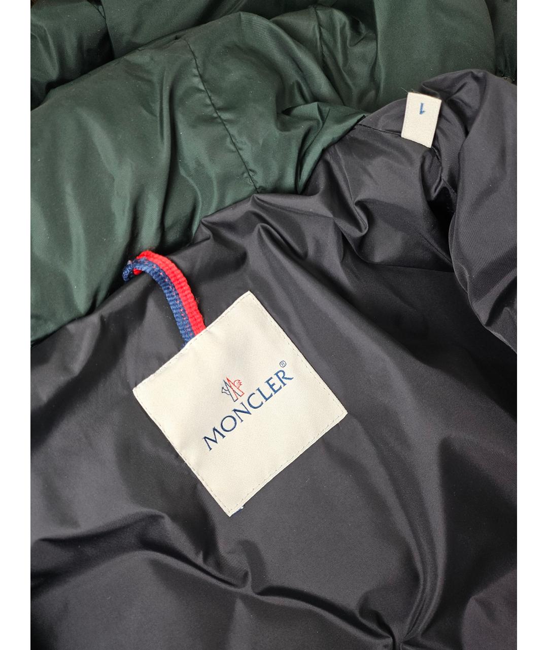 MONCLER Зеленый полиамидовый пуховик, фото 6