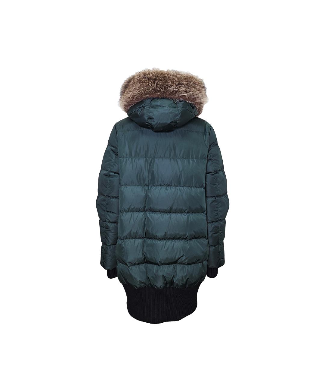 MONCLER Зеленый полиамидовый пуховик, фото 2