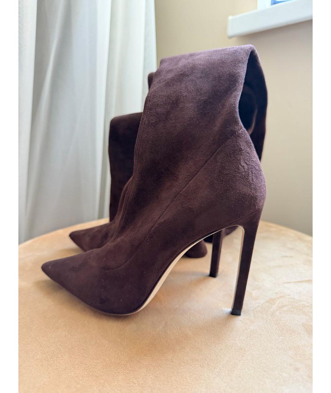 JIMMY CHOO Коричневые замшевые ботфорты, фото 3