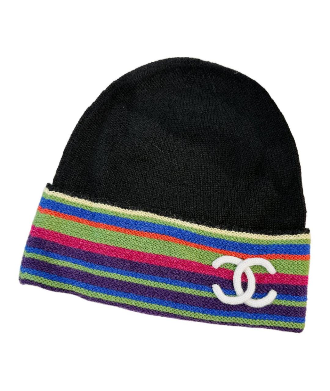 CHANEL Черная шерстяная шапка, фото 1