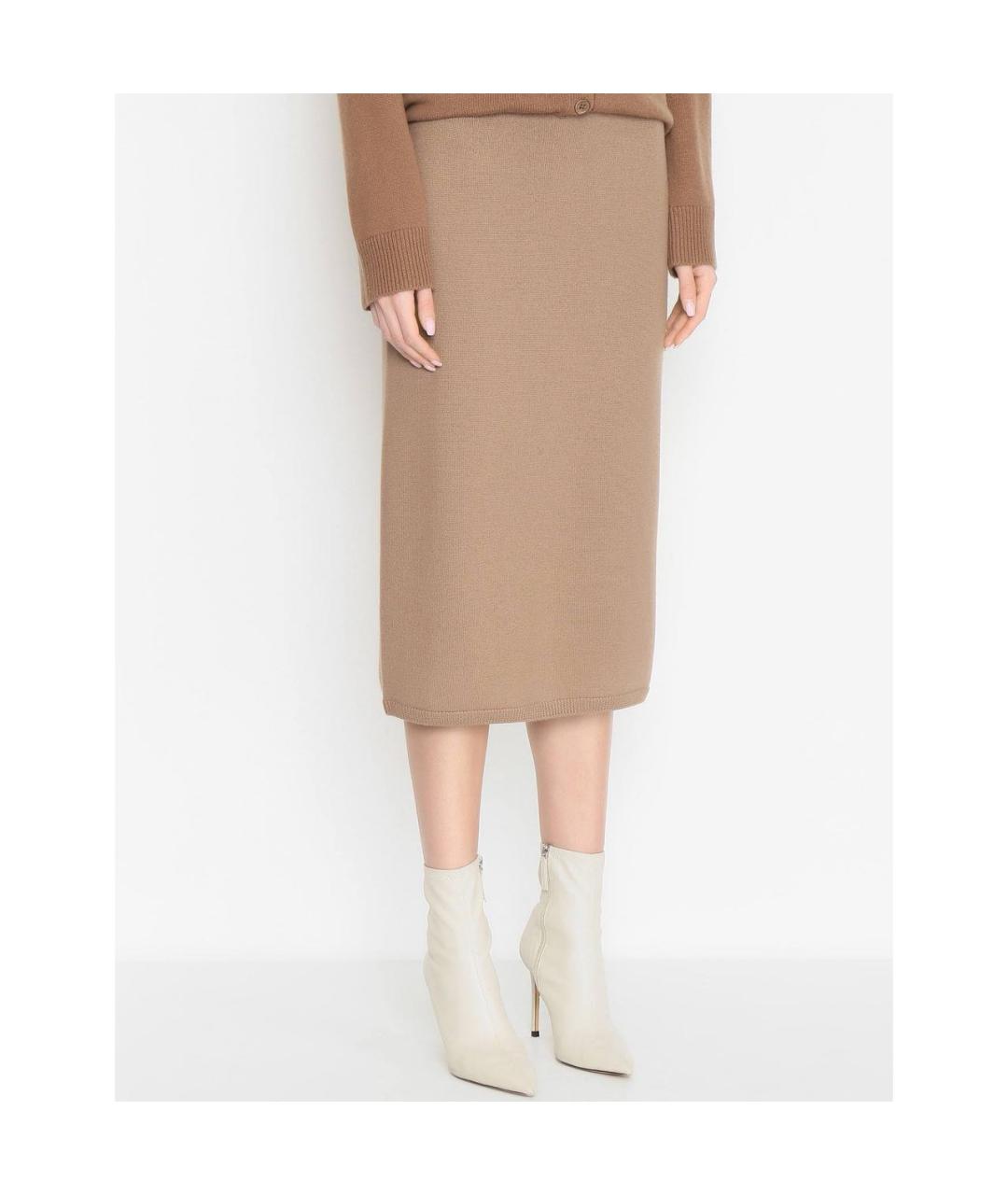 MAX MARA STUDIO Бежевая шерстяная юбка миди, фото 7
