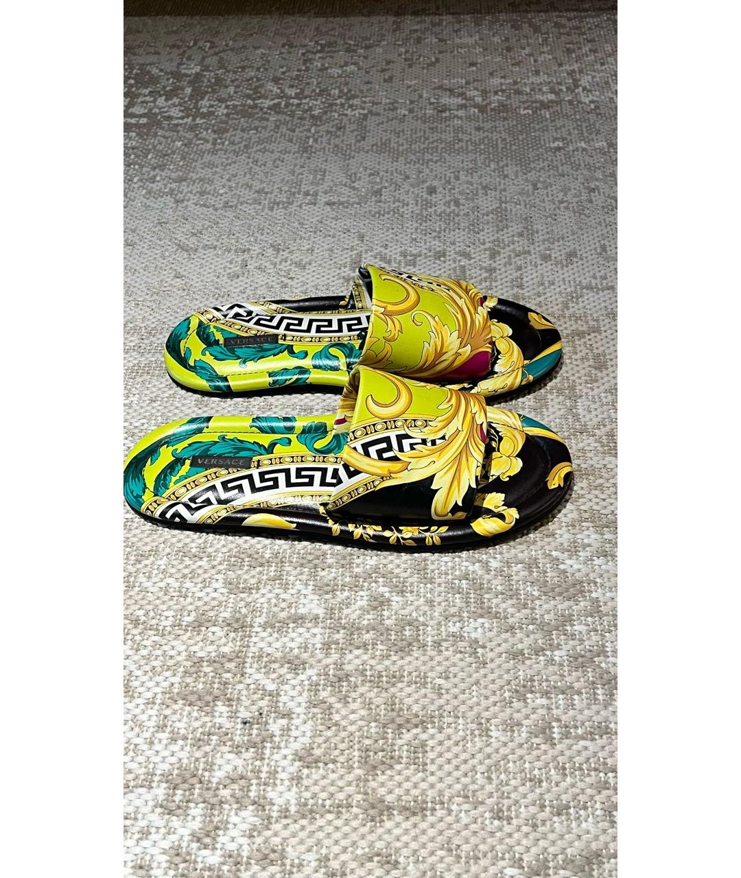 VERSACE Мульти кожаные шлепанцы, фото 5