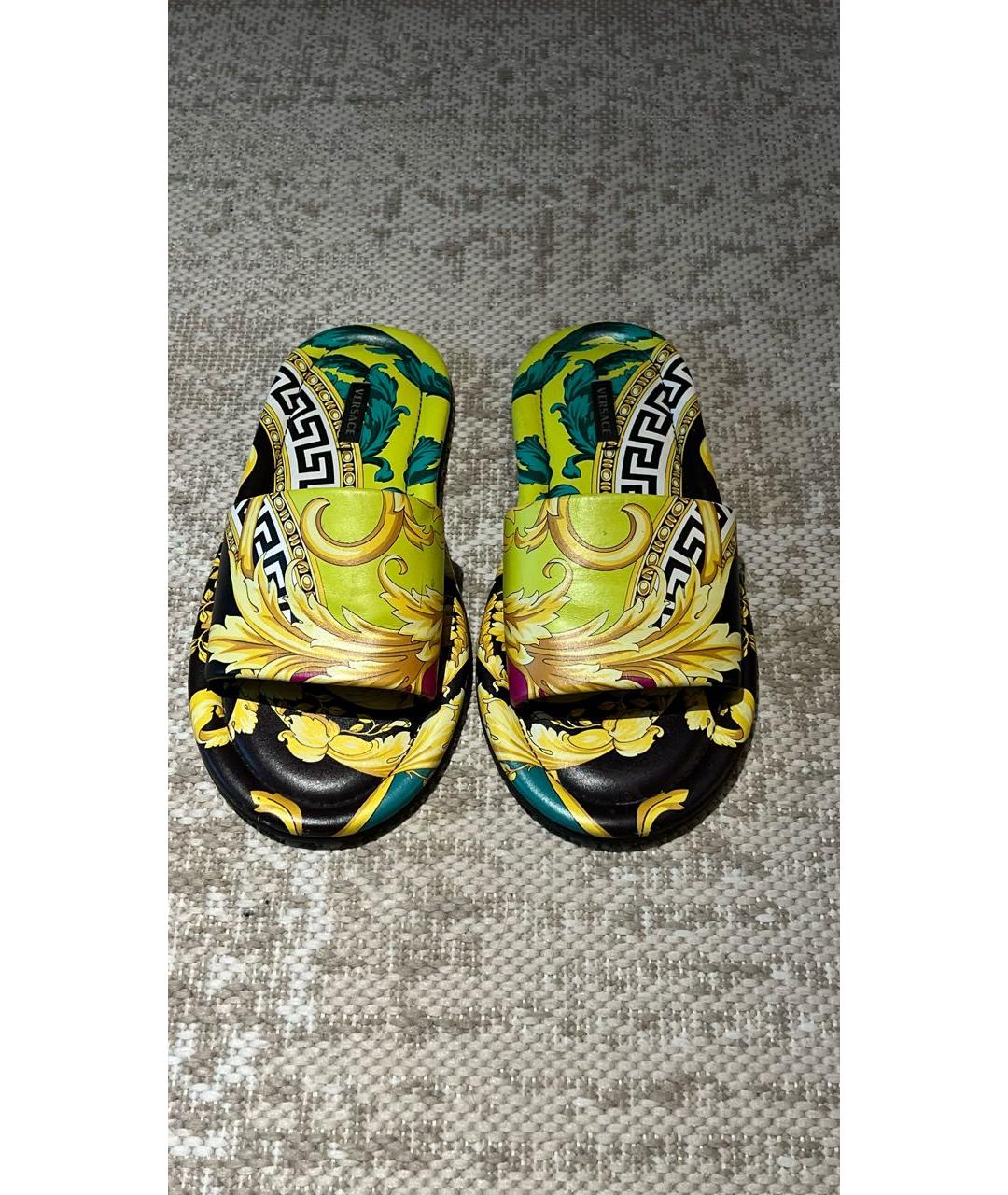 VERSACE Мульти кожаные шлепанцы, фото 2