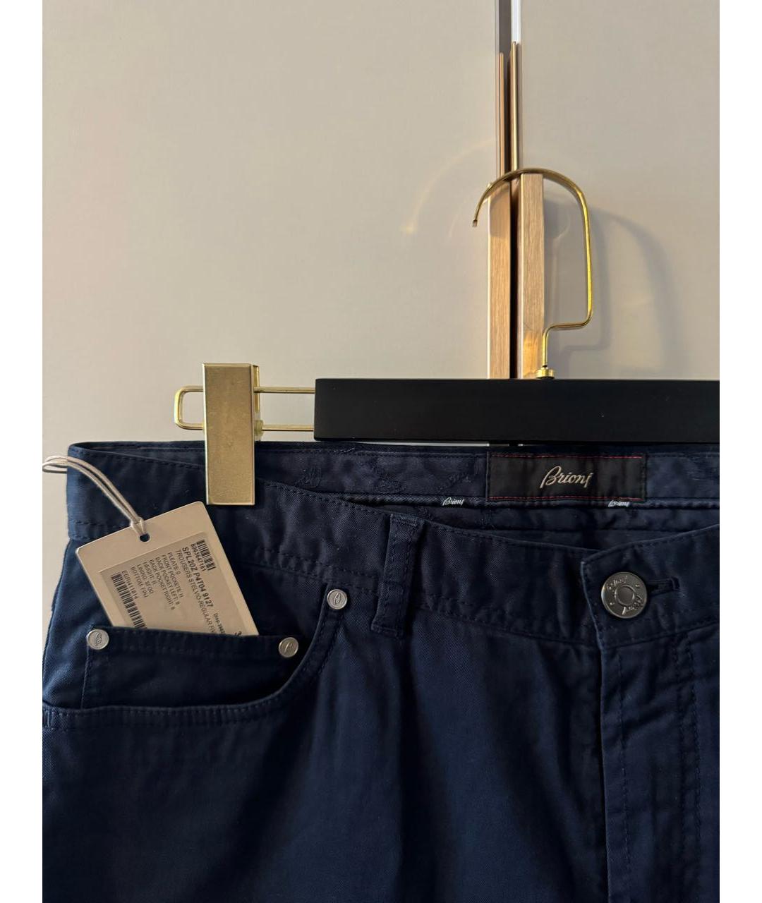 BRIONI Темно-синие хлопковые прямые джинсы, фото 2