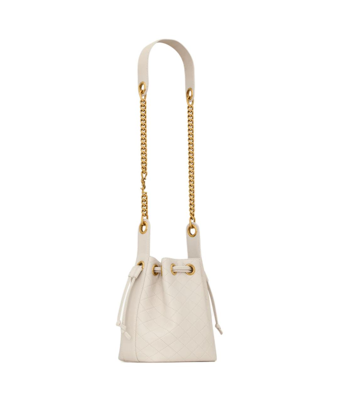 SAINT LAURENT Белая кожаная сумка через плечо, фото 3