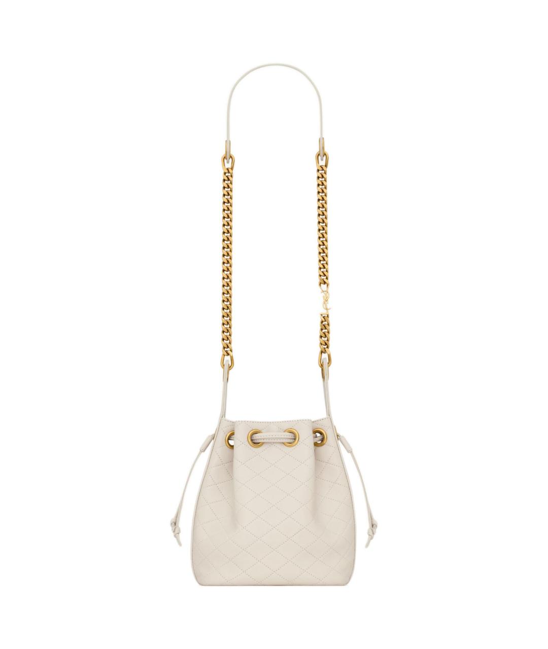 SAINT LAURENT Белая кожаная сумка через плечо, фото 5