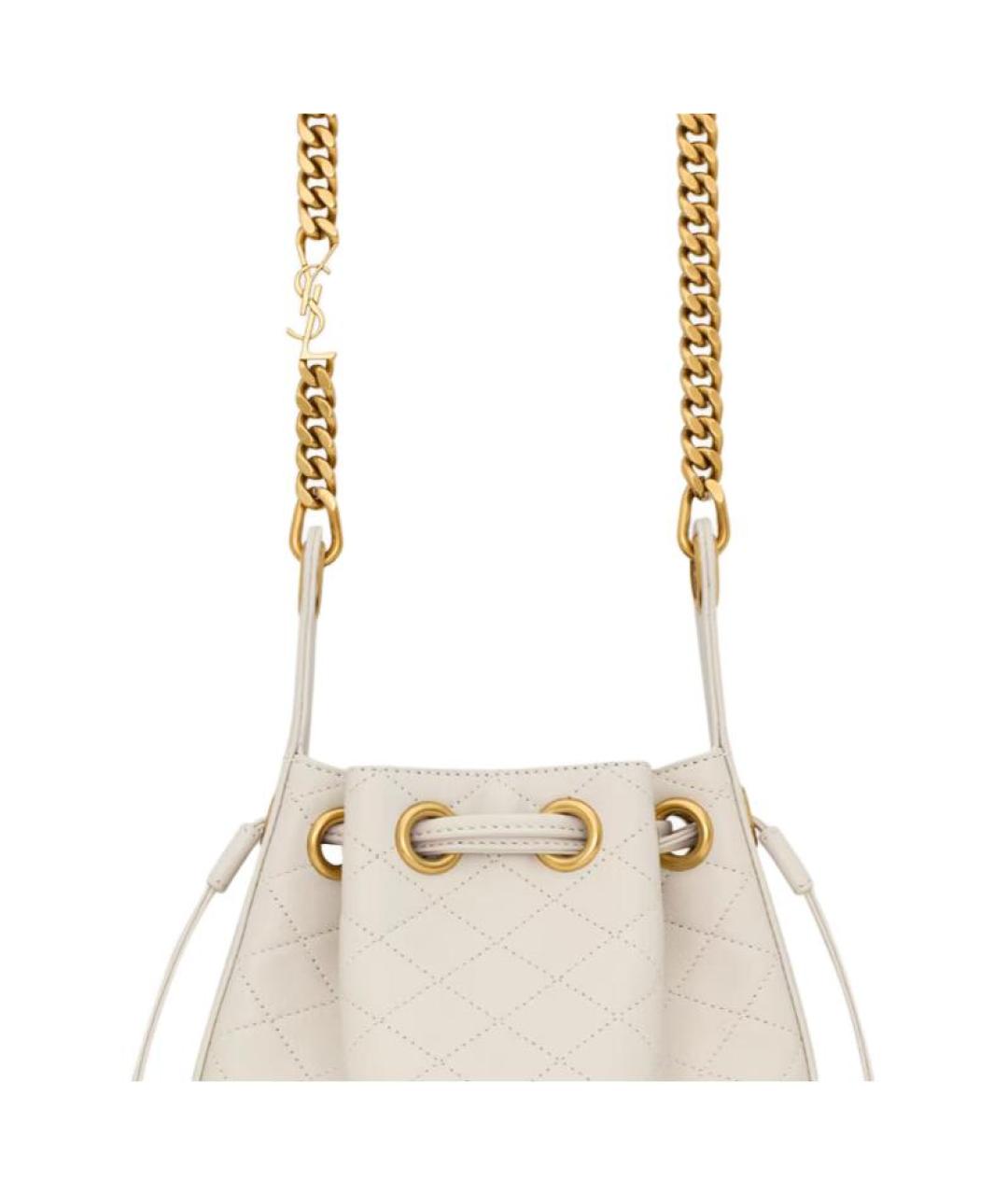 SAINT LAURENT Белая кожаная сумка через плечо, фото 6