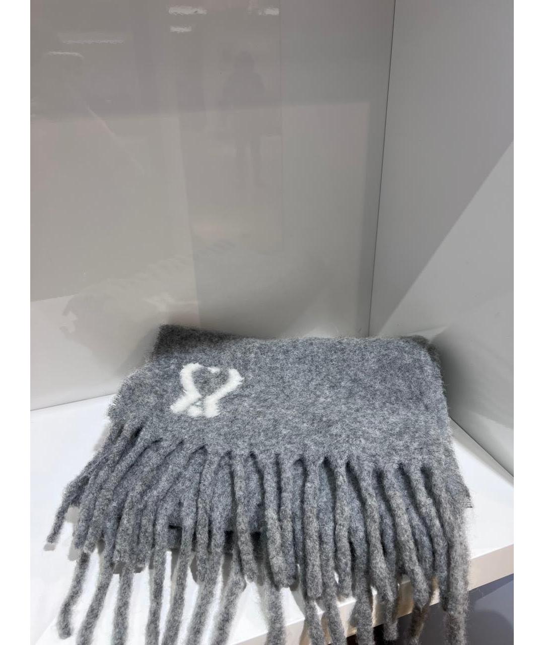 Ami Paris Серый шерстяной шарф, фото 3