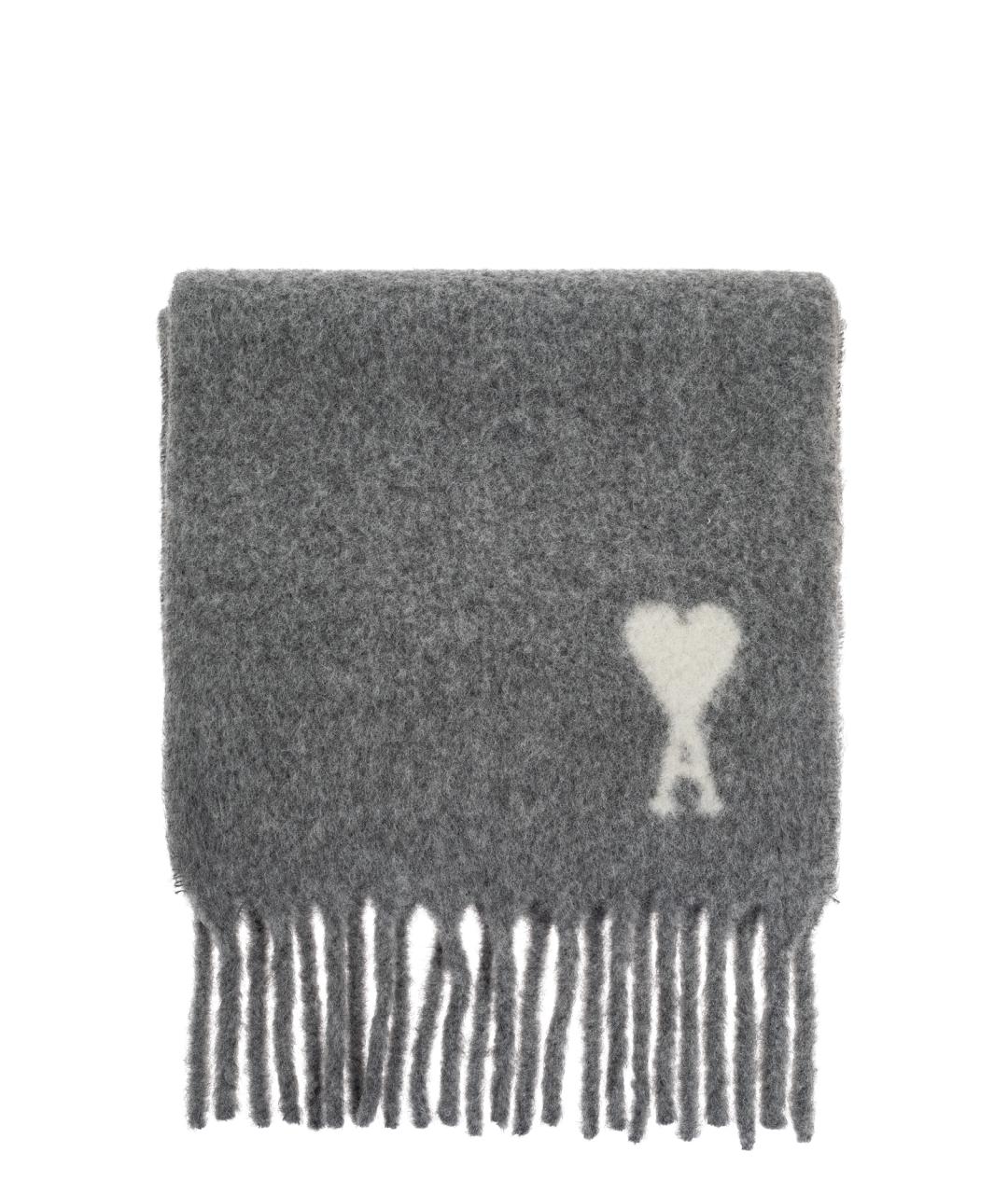 Ami Paris Серый шерстяной шарф, фото 1
