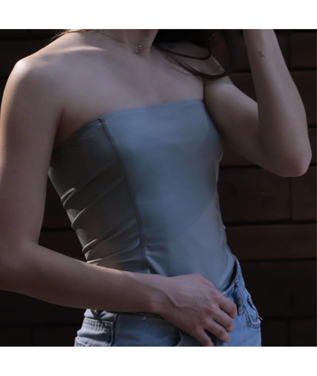 SAINT LAURENT Серебрянный полиамидовый корсет, фото 5