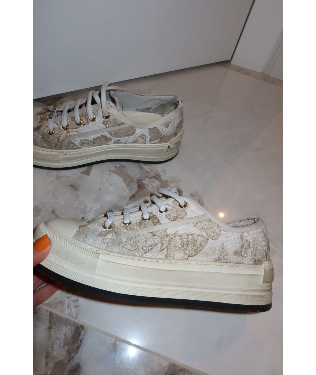 CHRISTIAN DIOR Бежевые текстильные кеды, фото 5