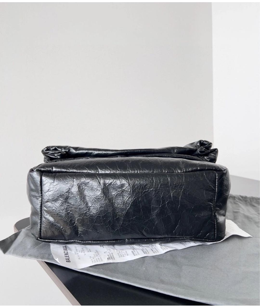 BALENCIAGA Черная кожаная сумка через плечо, фото 5