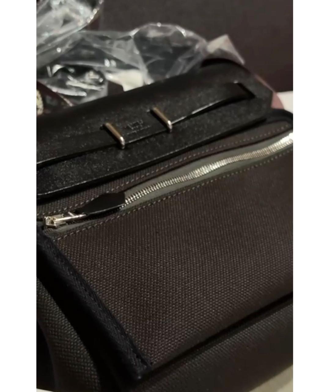 HERMES Антрацитовая кожаная сумка через плечо, фото 5