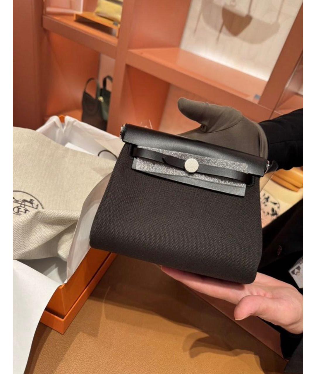 HERMES Антрацитовая кожаная сумка через плечо, фото 6