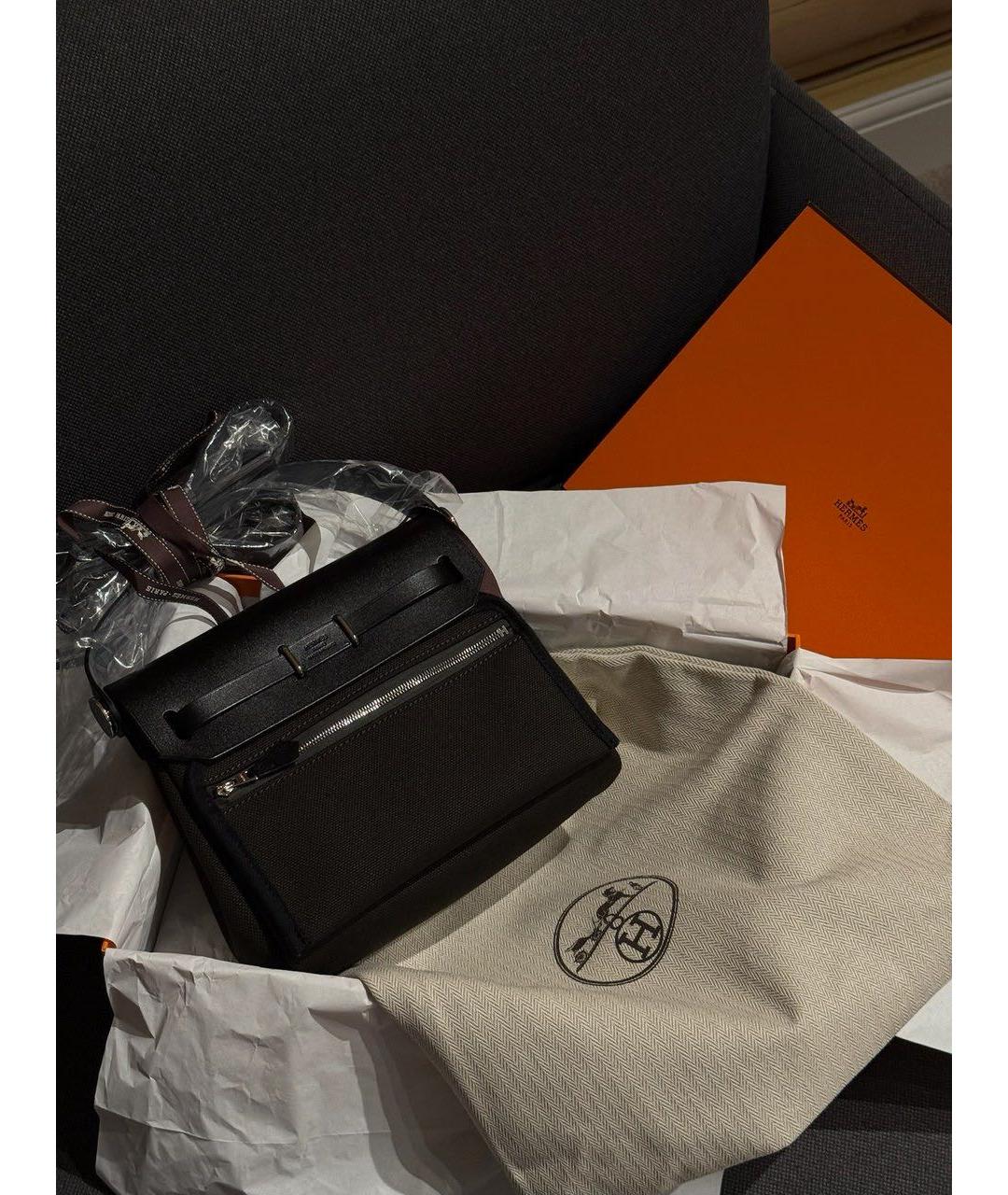 HERMES Антрацитовая кожаная сумка через плечо, фото 7