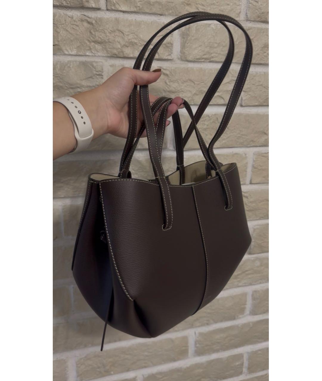 POLENE Коричневая кожаная сумка тоут, фото 3