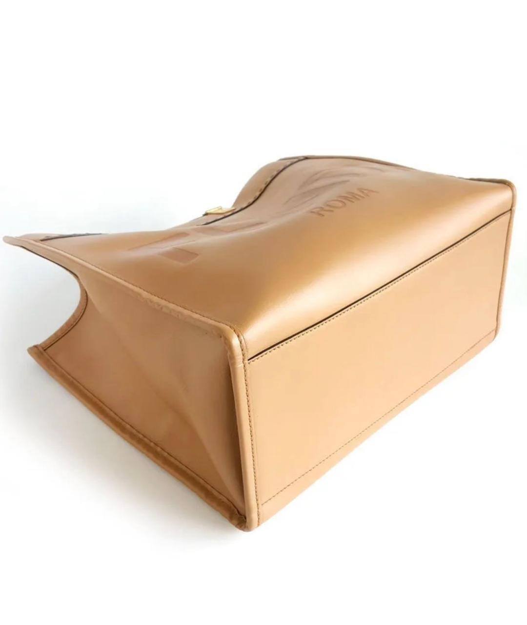 FENDI Коричневая кожаная сумка с короткими ручками, фото 4