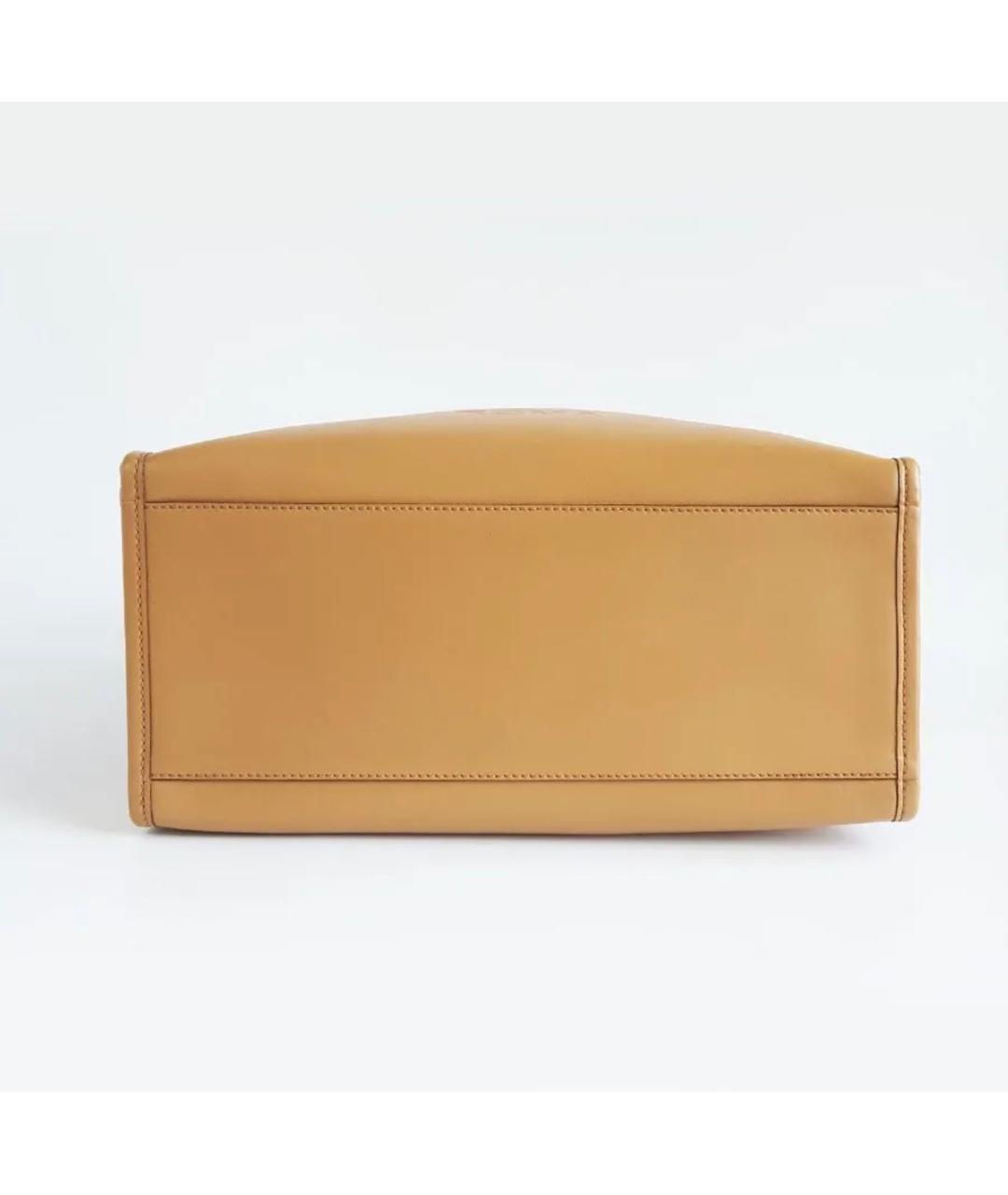 FENDI Коричневая кожаная сумка с короткими ручками, фото 5