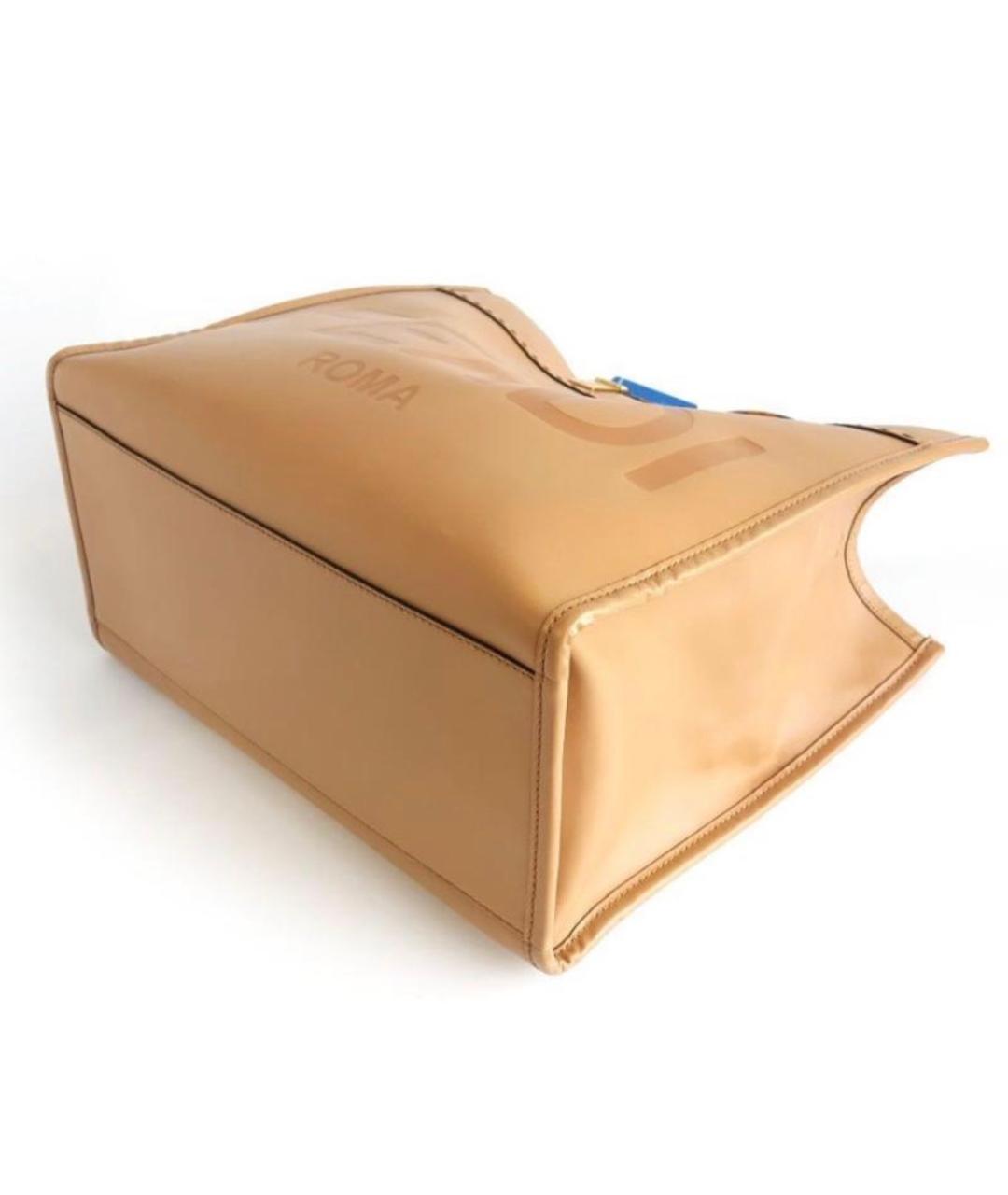 FENDI Коричневая кожаная сумка с короткими ручками, фото 3