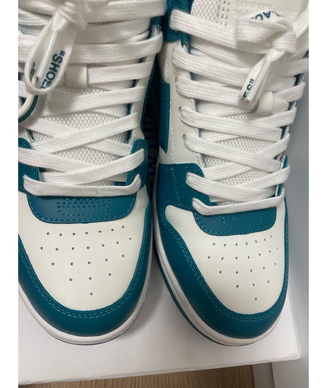 OFF-WHITE Бирюзовые кожаные низкие кроссовки / кеды, фото 4