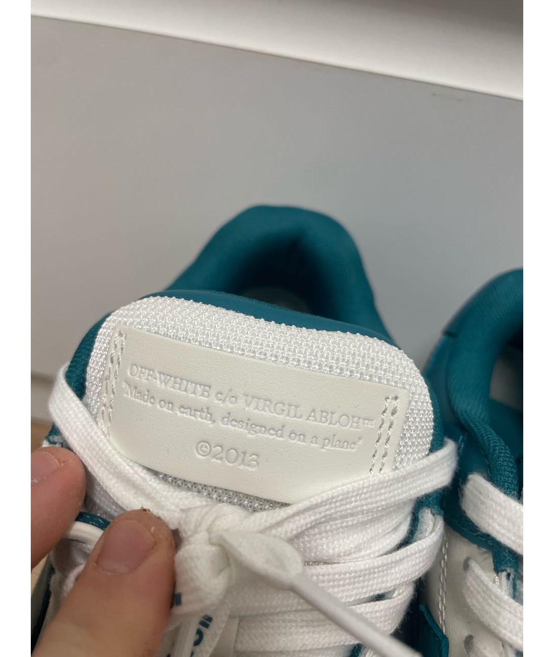 OFF-WHITE Бирюзовые кожаные низкие кроссовки / кеды, фото 6