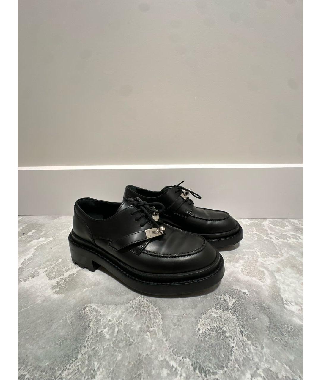 HERMES Черные кожаные лоферы, фото 7