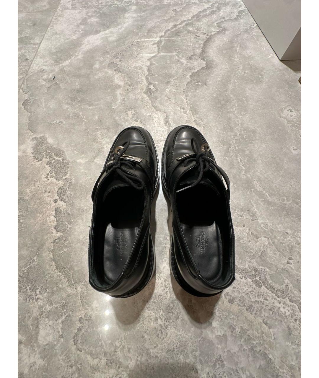 HERMES Черные кожаные лоферы, фото 3
