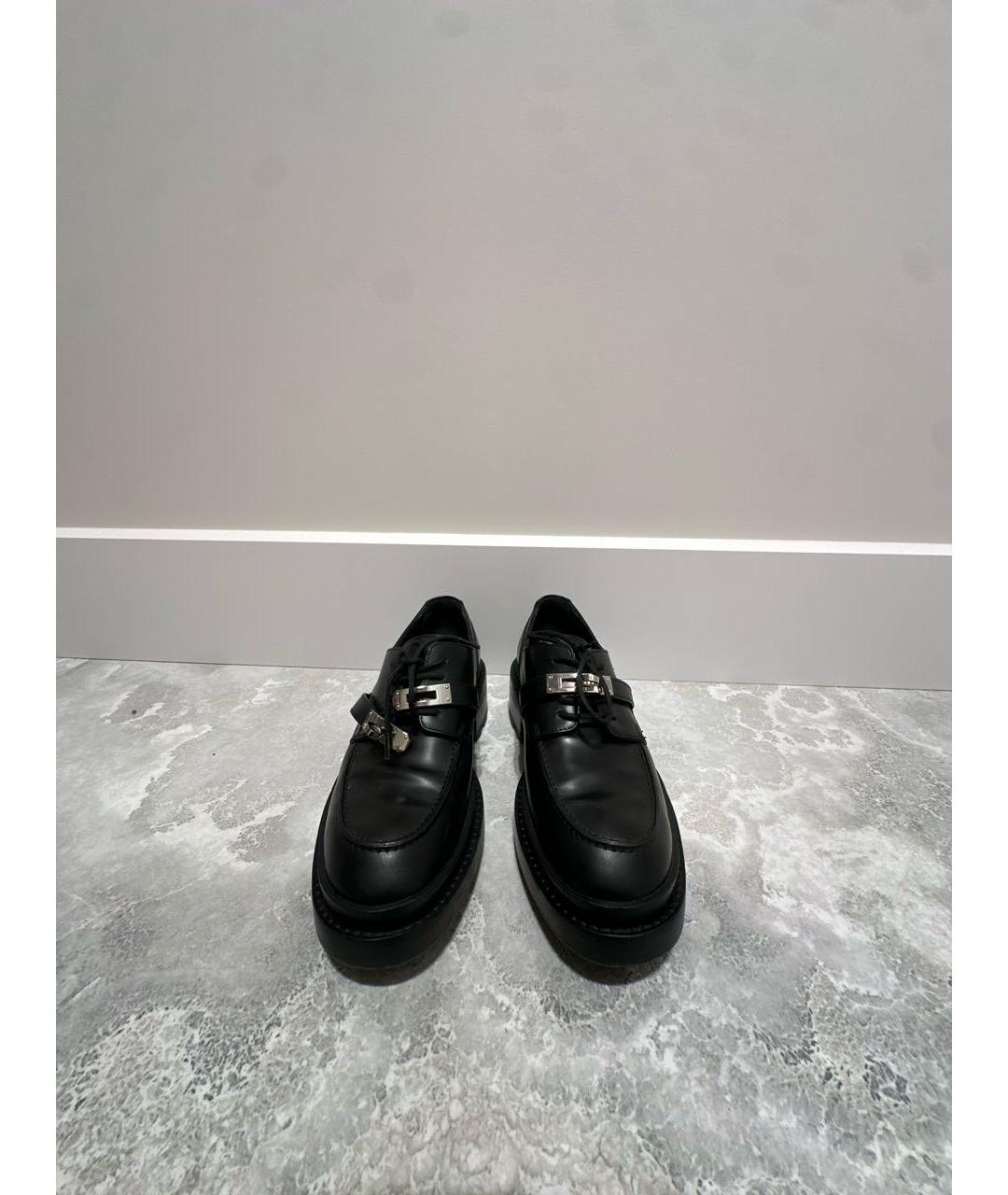 HERMES Черные кожаные лоферы, фото 2