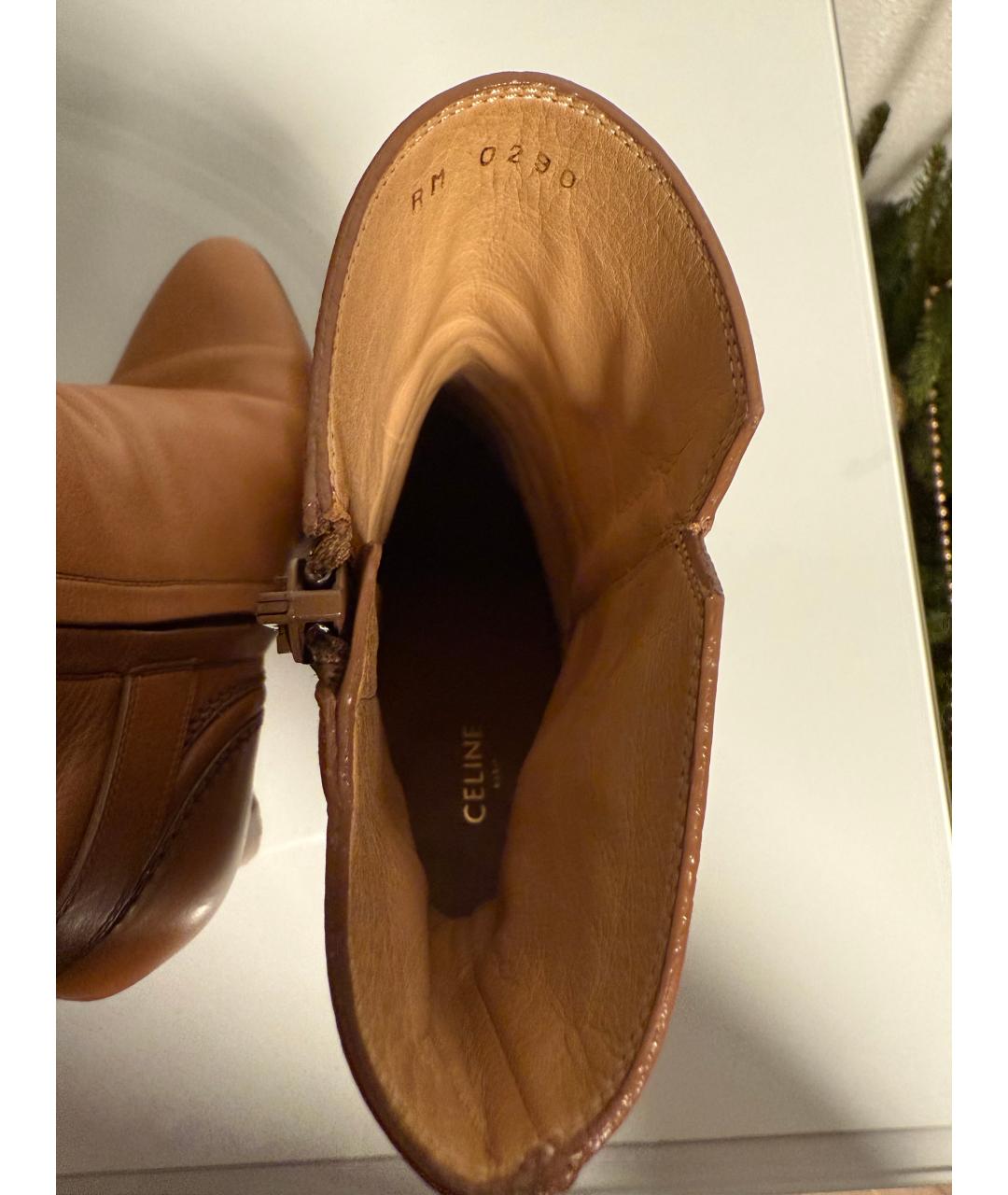 CELINE Коричневые кожаные ботильоны, фото 3