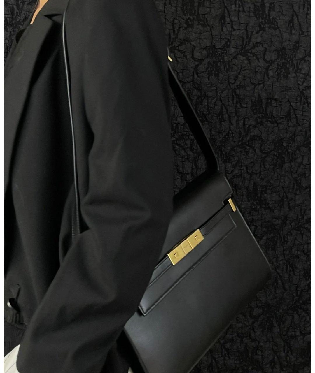 SAINT LAURENT Черная кожаная сумка через плечо, фото 3