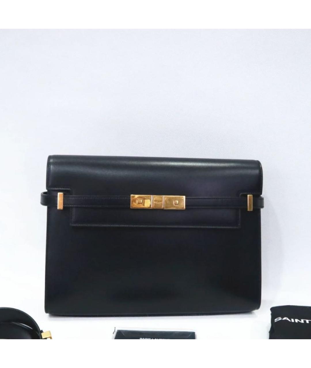 SAINT LAURENT Черная кожаная сумка через плечо, фото 2