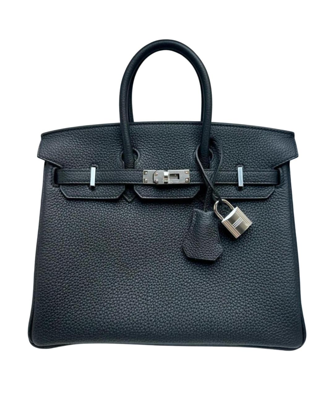 HERMES Черная кожаная сумка с короткими ручками, фото 1