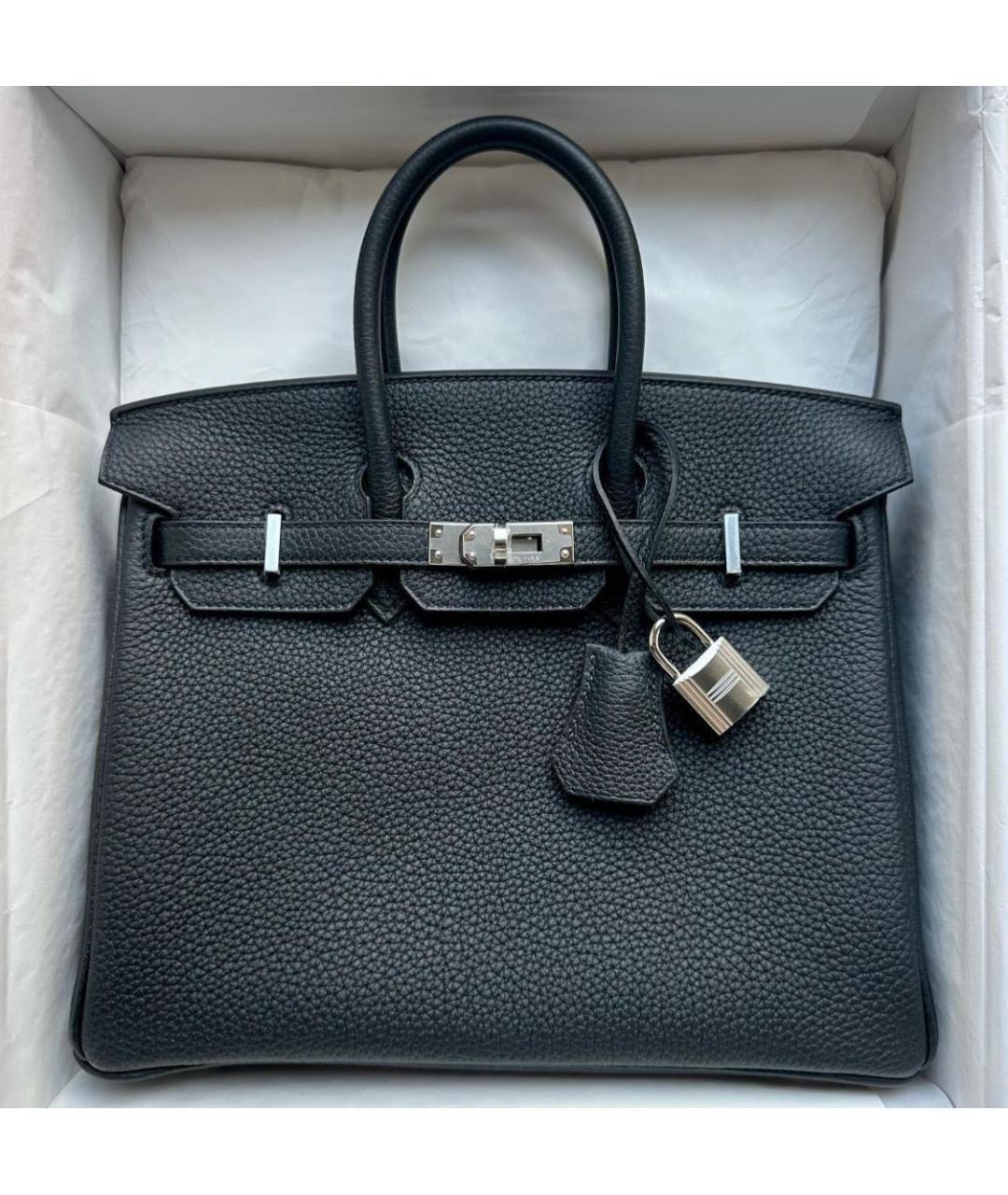 HERMES Черная кожаная сумка с короткими ручками, фото 3