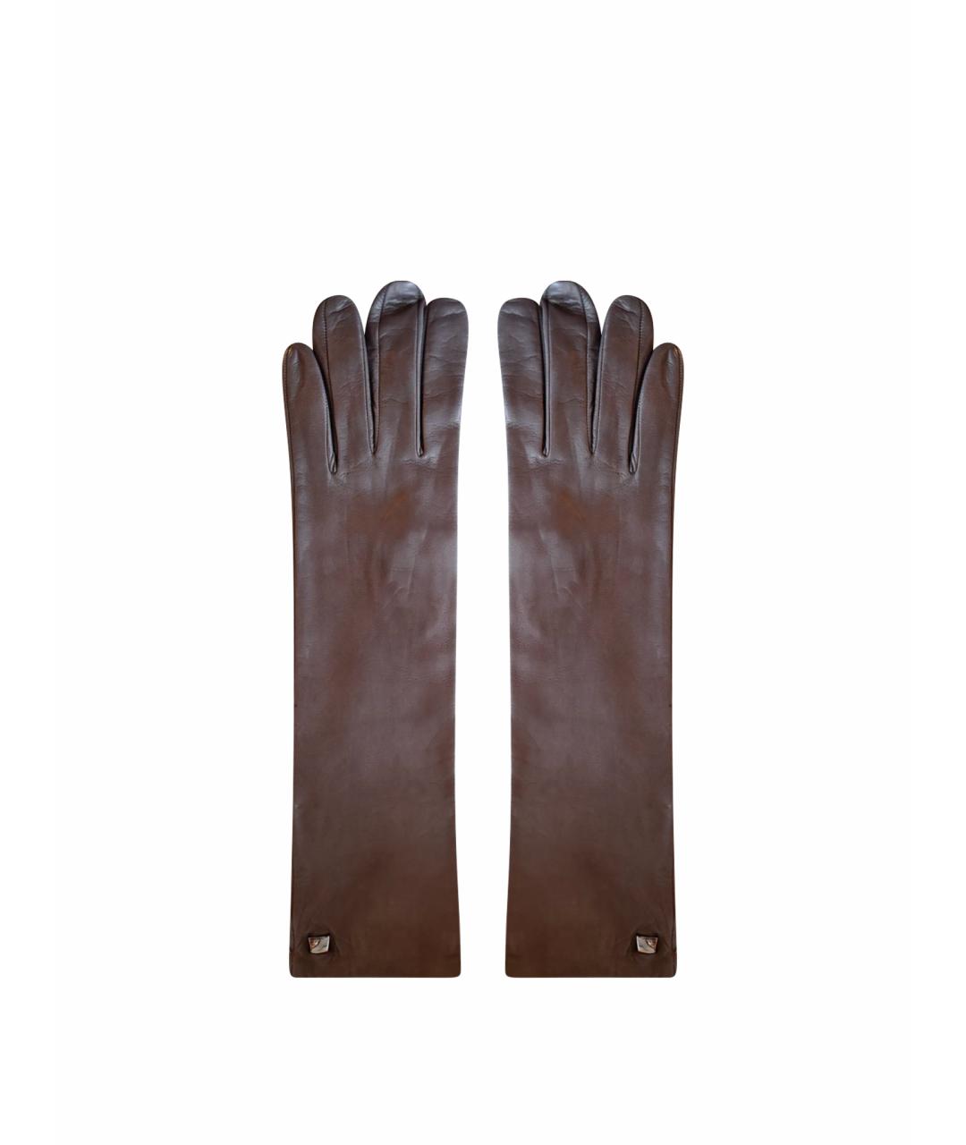 MAX MARA Серые кожаные перчатки, фото 1