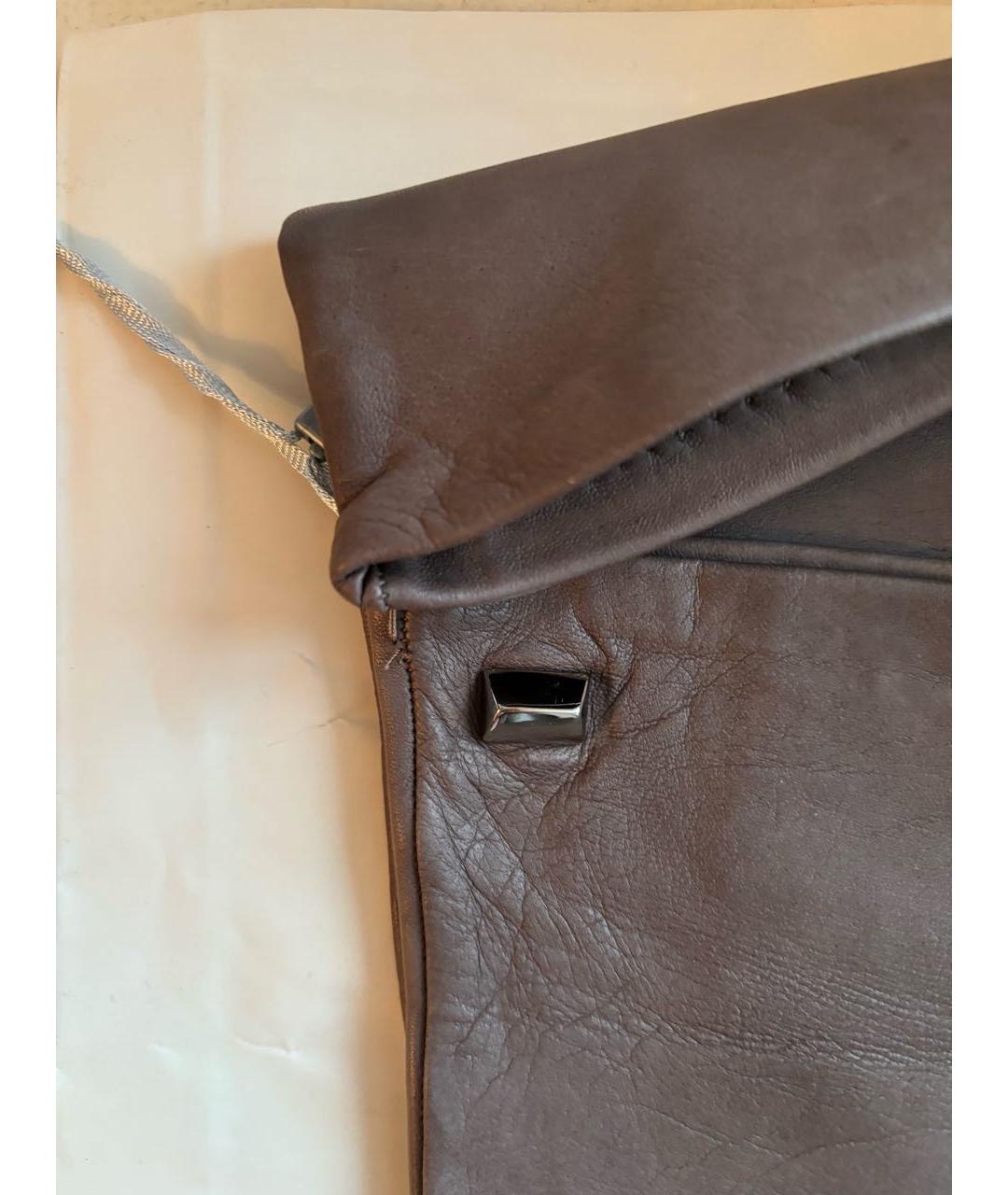 MAX MARA Серые кожаные перчатки, фото 2