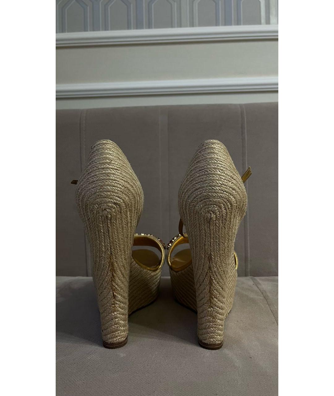 GUCCI Бежевые текстильные босоножки, фото 4