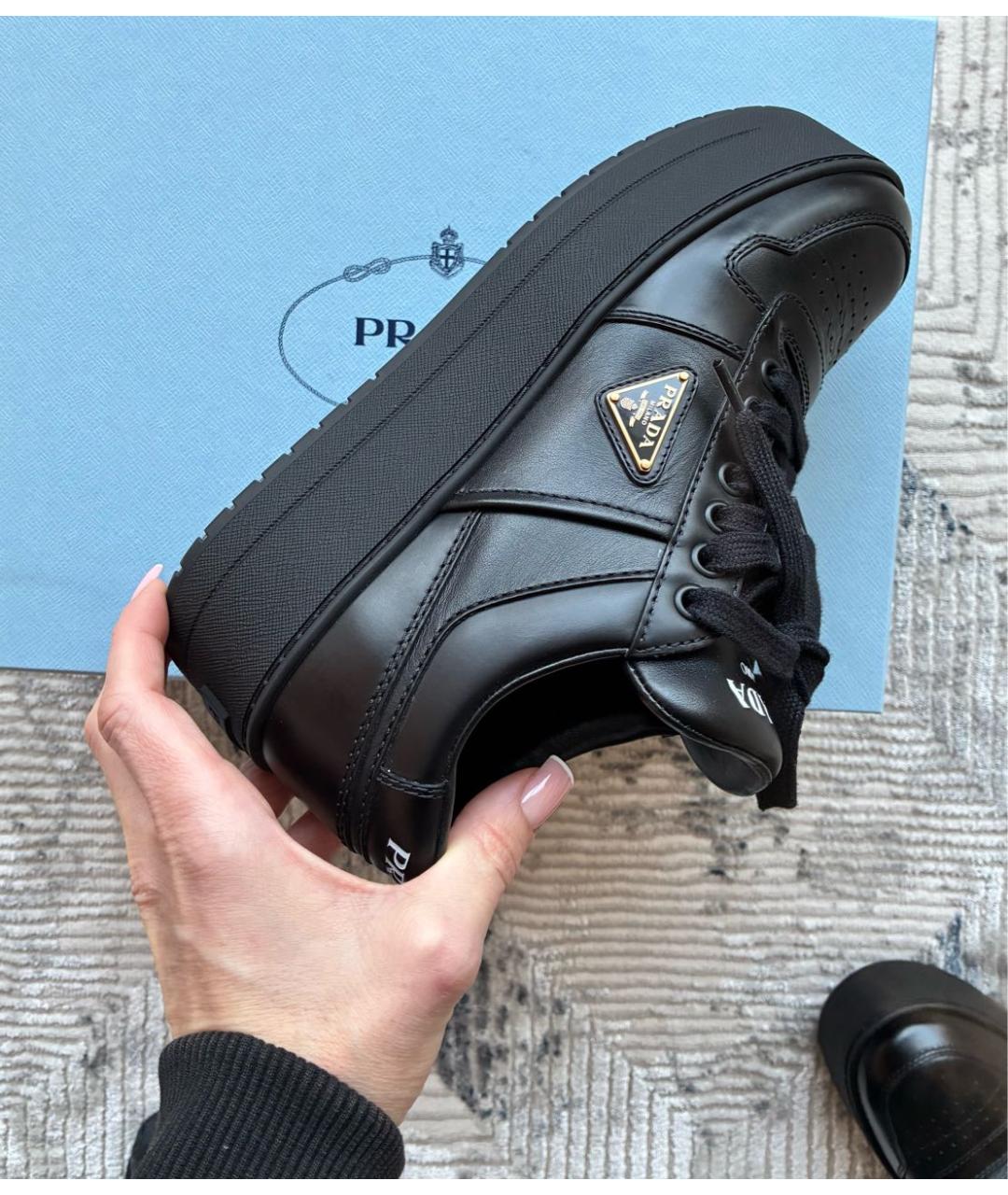 PRADA Черные кожаные кеды, фото 3