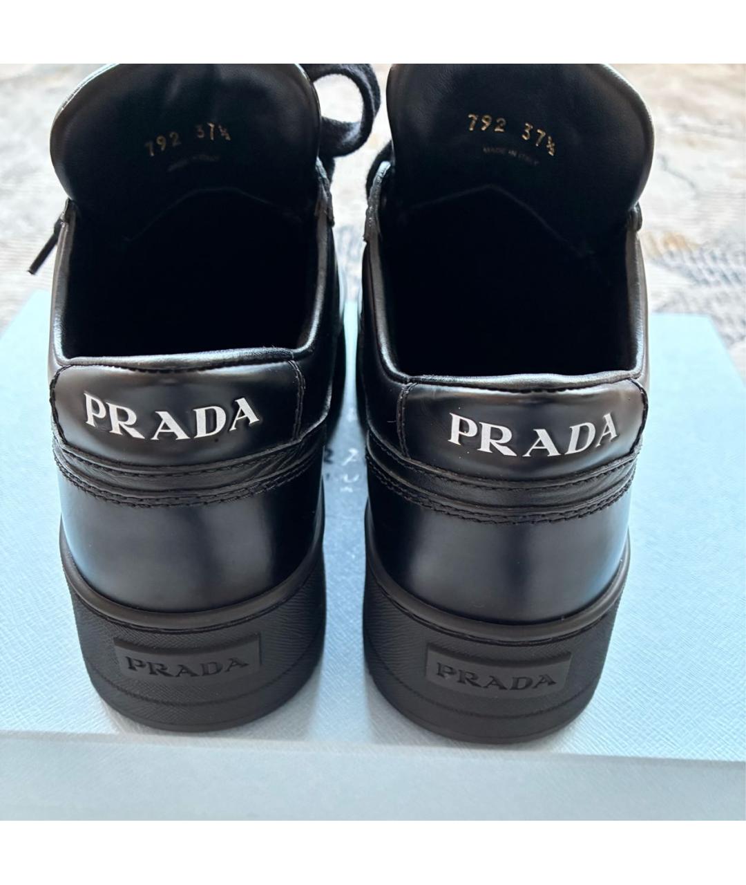 PRADA Черные кожаные кеды, фото 4