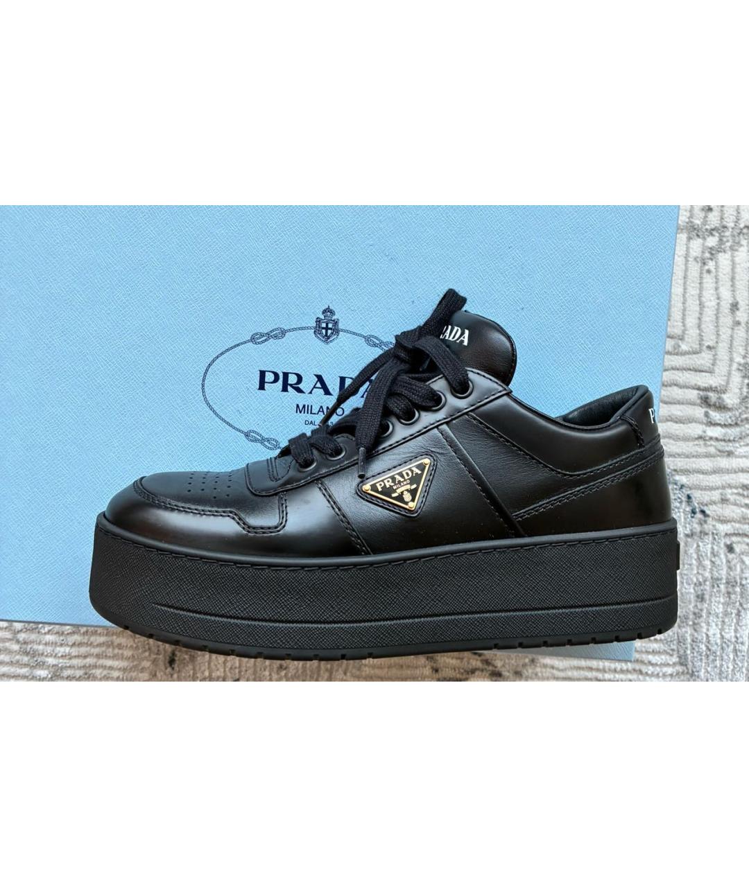 PRADA Черные кожаные кеды, фото 6