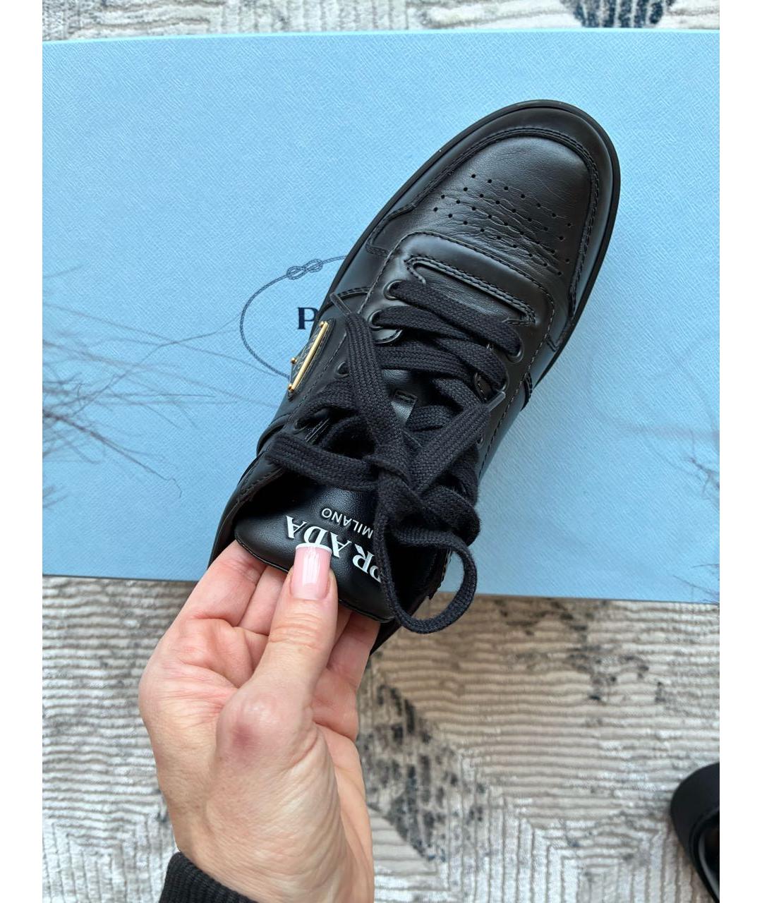 PRADA Черные кожаные кеды, фото 8