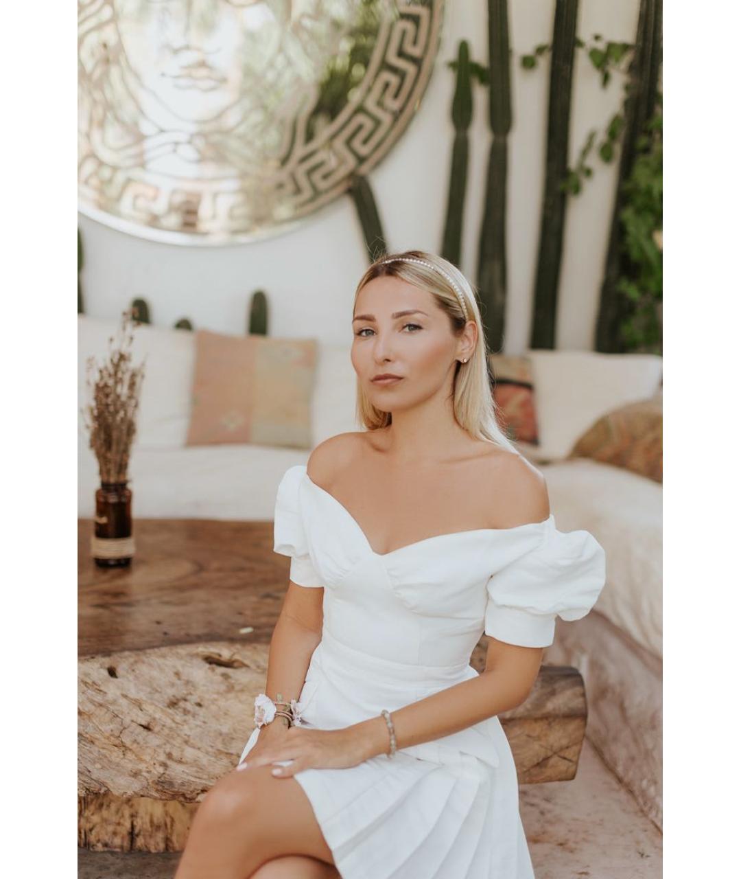 SELF-PORTRAIT Белое полиэстеровое повседневное платье, фото 8