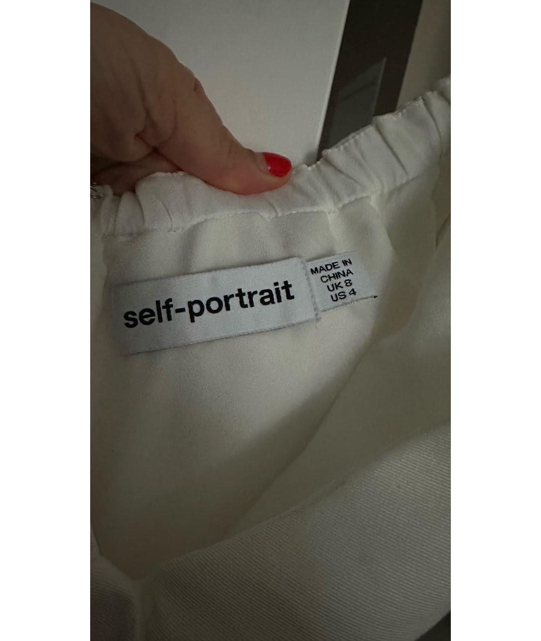 SELF-PORTRAIT Белое полиэстеровое повседневное платье, фото 3