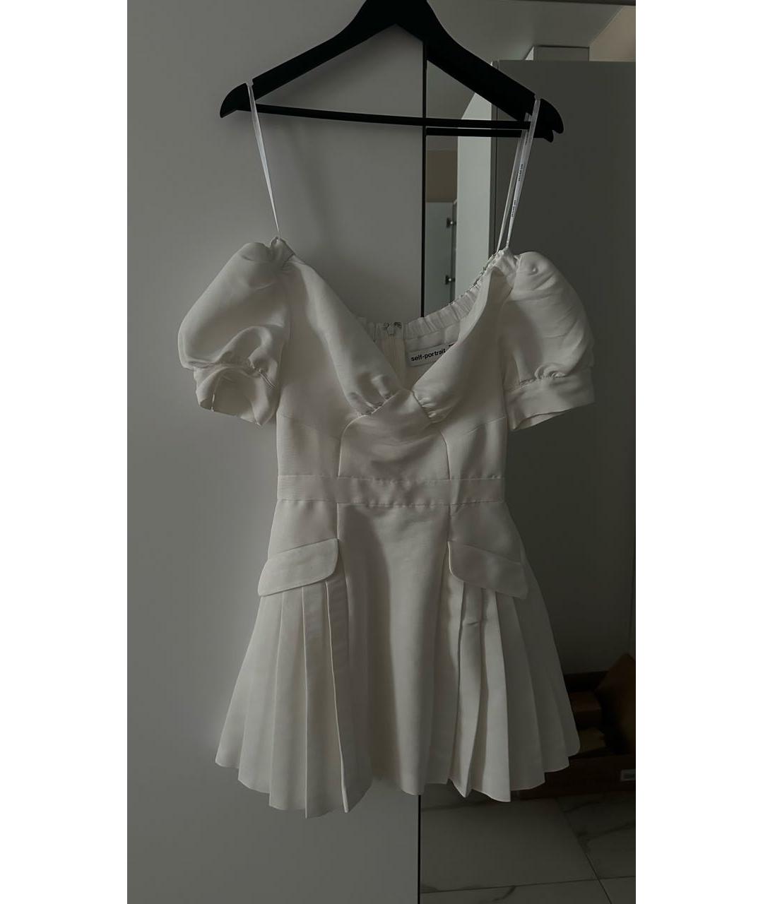 SELF-PORTRAIT Белое полиэстеровое повседневное платье, фото 9