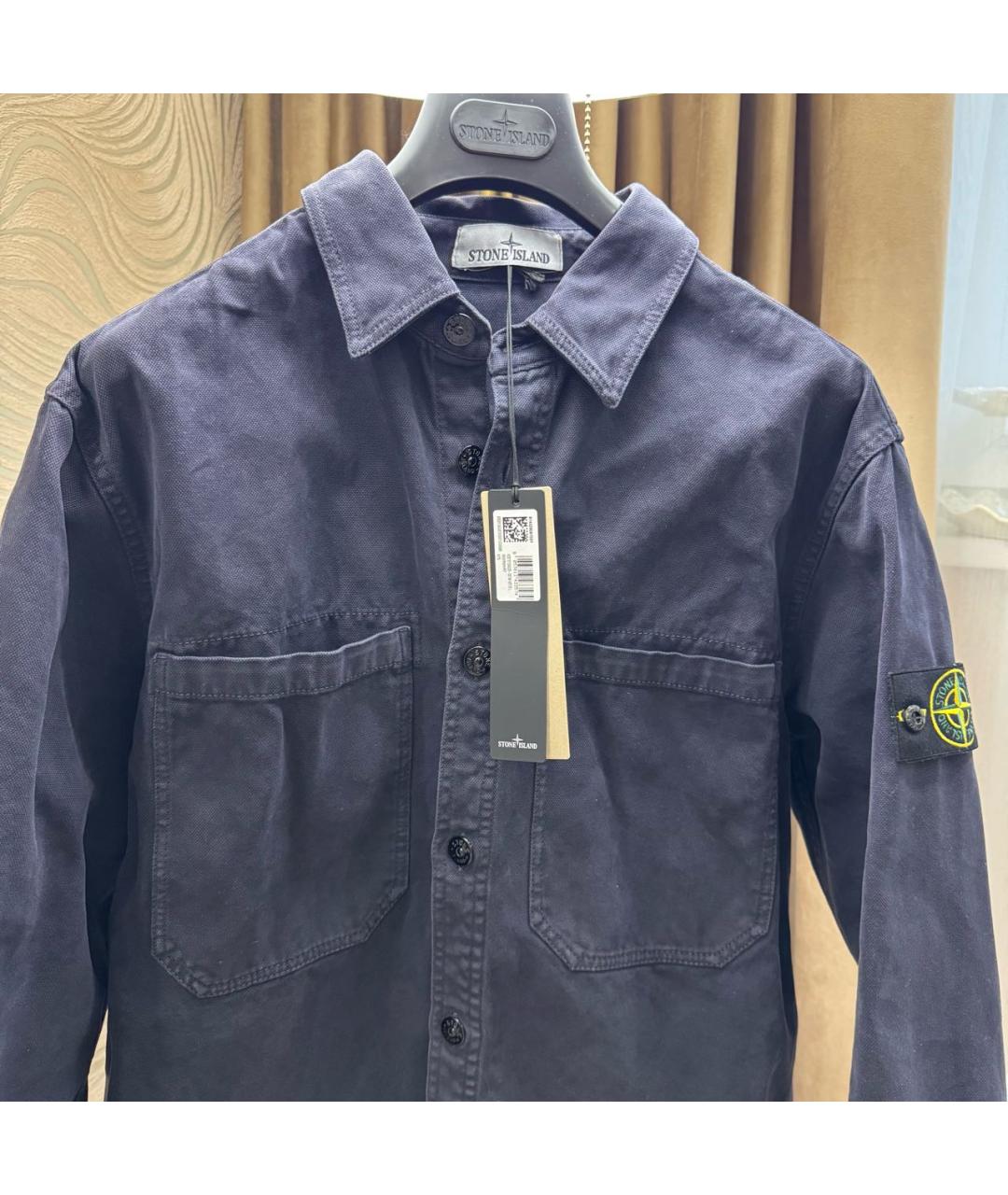 STONE ISLAND Темно-синяя хлопковая кэжуал рубашка, фото 3