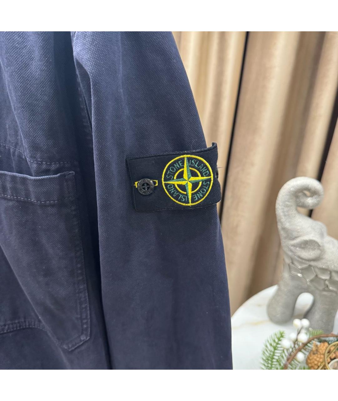 STONE ISLAND Темно-синяя хлопковая кэжуал рубашка, фото 5