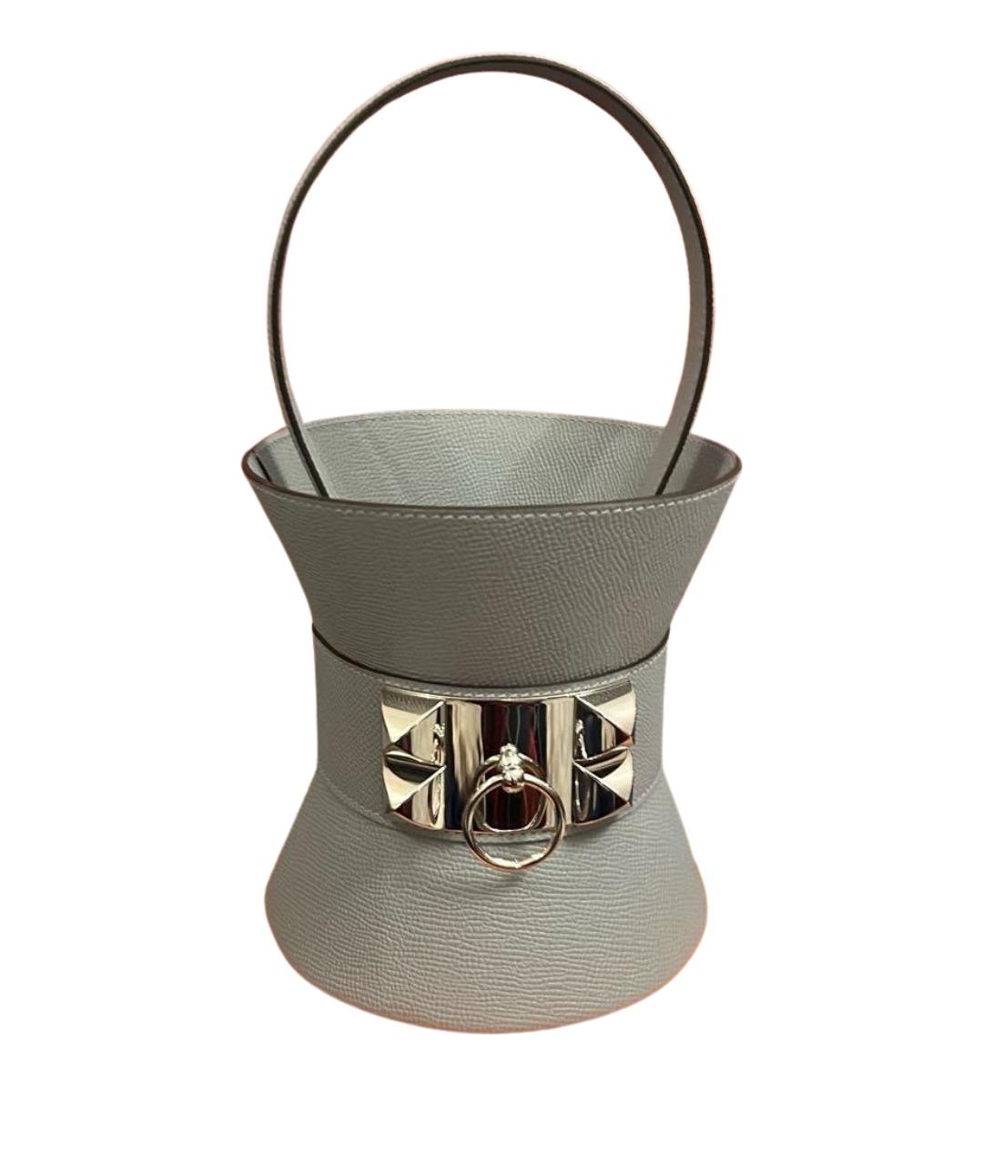 HERMES Серая кожаная сумка с короткими ручками, фото 1